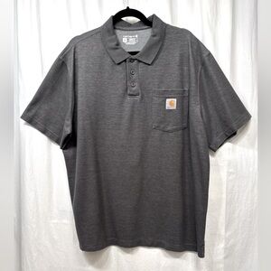 Carhartt Loose Fit Polo Shirt Mens XL Gray Short Sleeve Business Casual Pocket